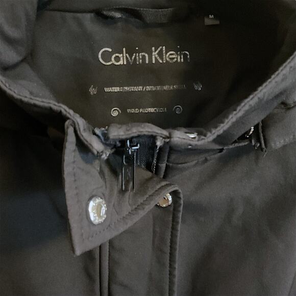 Calvin Klein Coat Jacket Women's SZ M Black Soft Shell Insulated Hood Detach - Picture 6 of 14